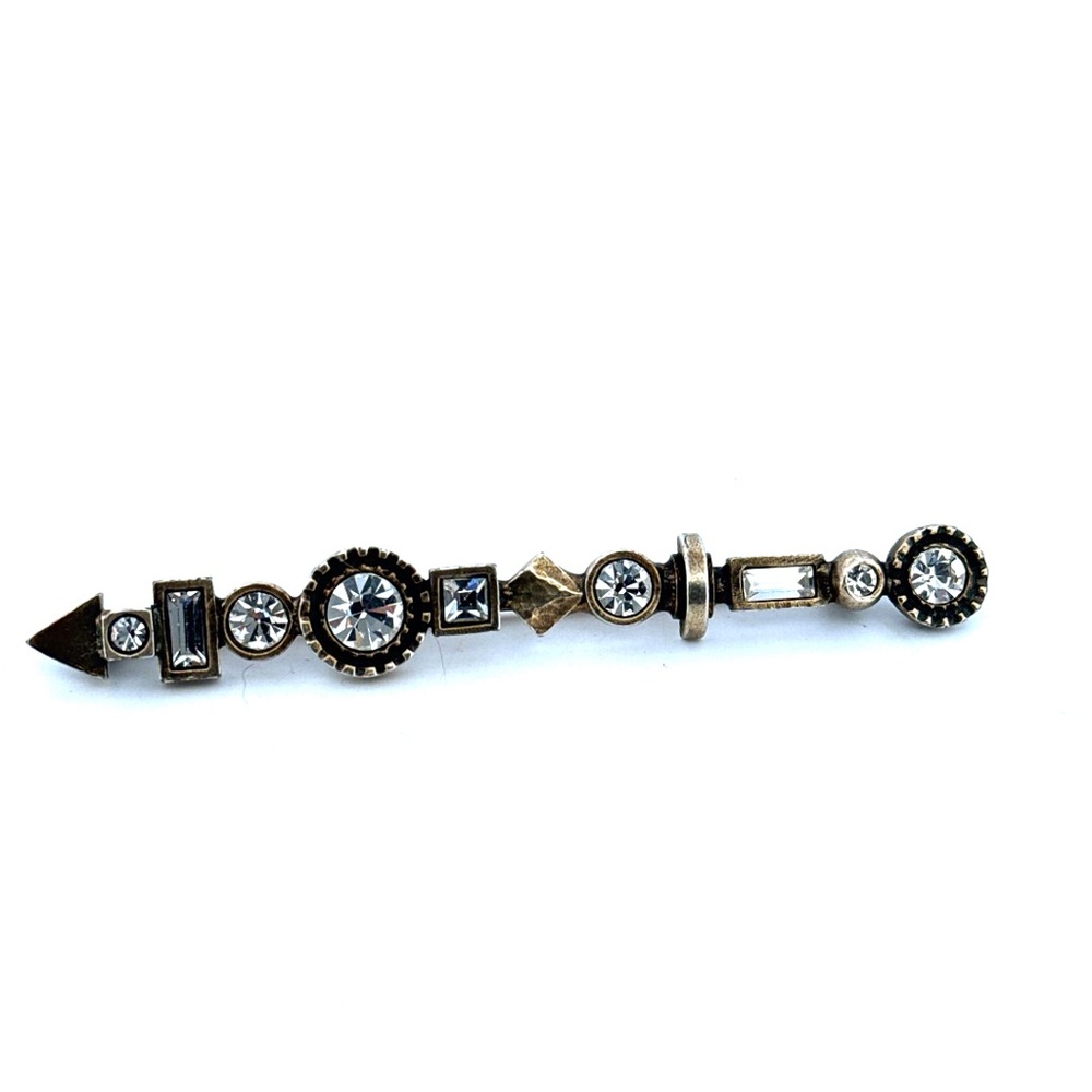 Patricia Locke silver tone clear crystal brooch pin
